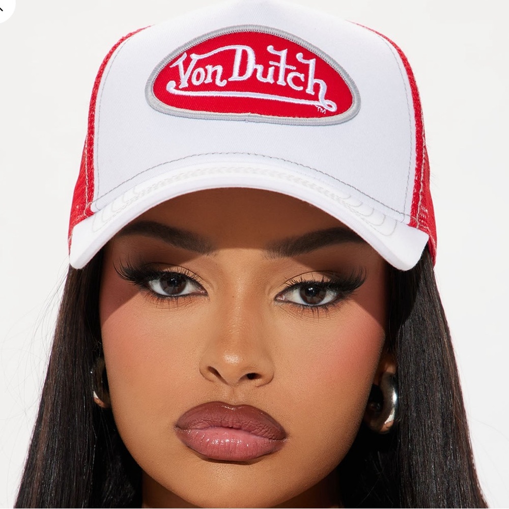 Von Dutch Red and White Trucker Hat
